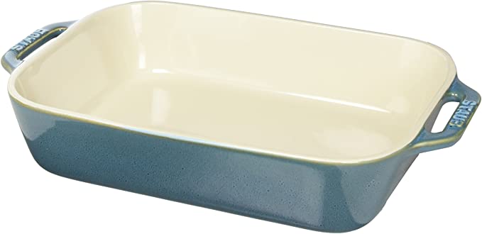 Staub Ceramic 2-pc Rectangular Baking Dish Set, Rustic Turquoise